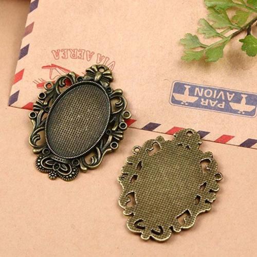 Tibetan Style Pendant Cabochon Setting, antique bronze color plated, DIY, 20x30mm, 100PCs/Bag, Sold By Bag