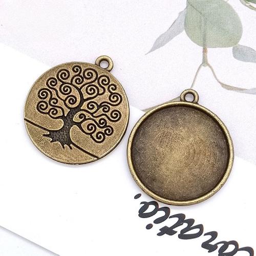 Tibetan Style Pendant Cabochon Setting, Round, antique bronze color plated, DIY, 20mm, 100PCs/Bag, Sold By Bag