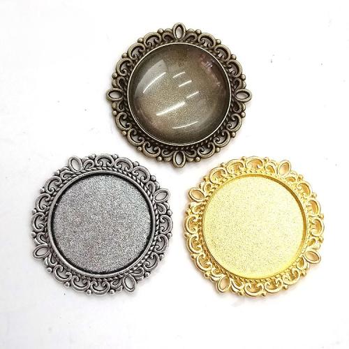 Tibetan Style Pendant Cabochon Setting, Round, plated, DIY, more colors for choice, 25mm, 100PCs/Bag, Sold By Bag