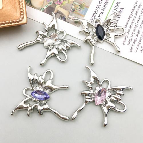 Tibetan Style Animal Pendants, Butterfly, plated, DIY & with rhinestone, more colors for choice, 29x30mm, 100PCs/Bag, Sold By Bag