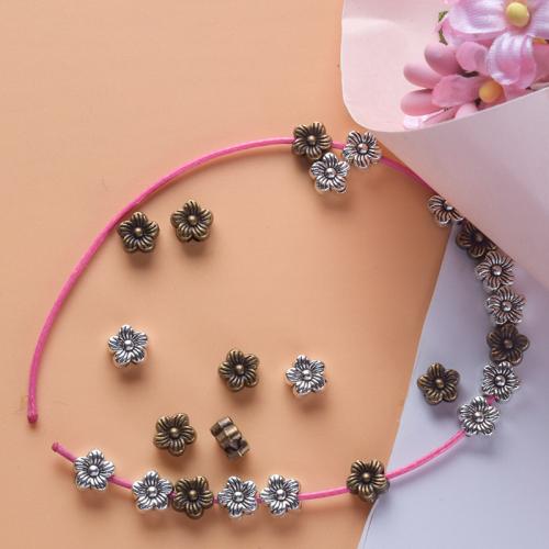 Tibetan Style Flower Beads, plated, DIY, more colors for choice, 8x7x6mm, 100PCs/Bag, Sold By Bag