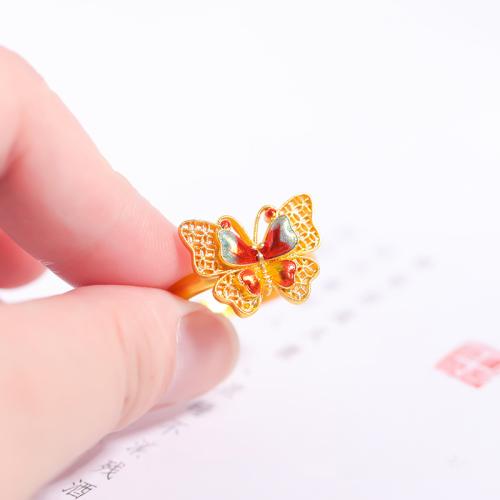 Brass Cuff Finger Ring, Butterfly, gold color plated, different styles for choice & for woman & enamel, US Ring Size:6-8, Sold By PC