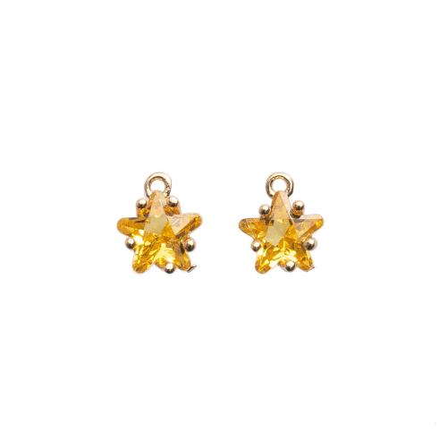 Colgantes de la joyería de cobre amarillo, metal, con Cristal, Estrella, chapado en color dorado, Bricolaje, más colores para la opción, libre de níquel, plomo & cadmio, 6x4x8mm, 50PCs/Bolsa, Vendido por Bolsa