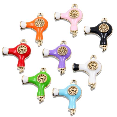 Tibetan Style Enamel Pendants, Hair Drier, KC gold color plated, DIY, more colors for choice, nickel, lead & cadmium free, 19x24mm, Hole:Approx 1mm, Approx 100PCs/Bag, Sold By Bag