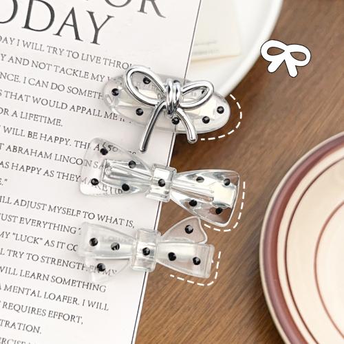 Alligator Hair Clip, Plastic, with Tibetan Style, Bowknot, different size for choice & for woman, more colors for choice, 2PCs/Bag, Sold By Bag