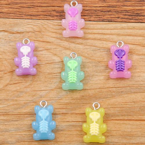 Resin Pendant, with Iron, Bear, DIY, more colors for choice, 12x20mm, Hole:Approx 2mm, Approx 100PCs/Bag, Sold By Bag