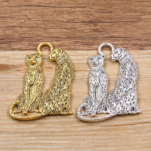 Tibetan Style Animal Pendants, Leopard, plated, DIY, more colors for choice, nickel, lead & cadmium free, 45x62mm, Approx 100PCs/Bag, Sold By Bag