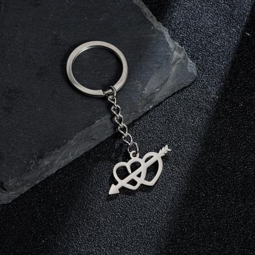 Stainless Steel Key Clasp, 304 Stainless Steel, Heart, silver color plated, fashion jewelry, Sold By PC