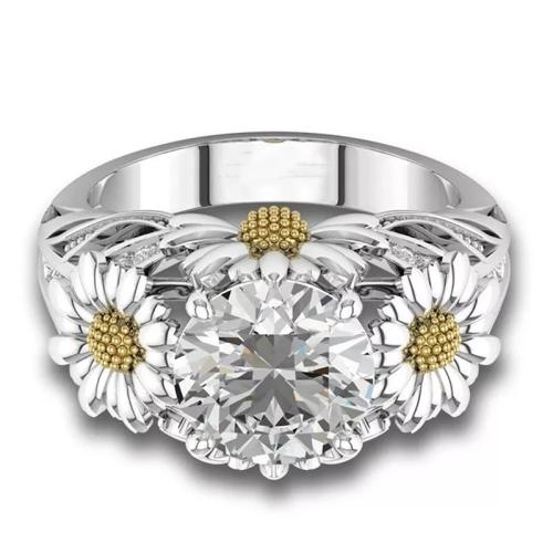 Cubic Zirconia Micro Pave Brass Ring, plated, different size for choice & micro pave cubic zirconia & for woman, Sold By PC