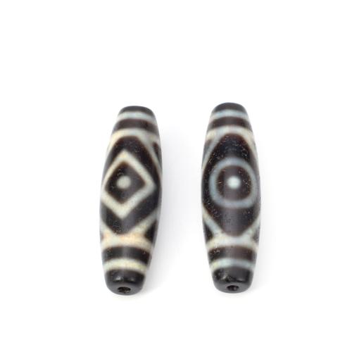 Natural Tibetan Agate Dzi Beads, DIY, black, 12x38mm, Sold By PC