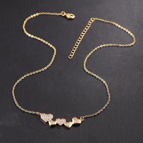 Collier de bijoux en acier inoxydable, Acier inoxydable 304, avec 1.97 Inch chaînes de rallonge, Placage, bijoux de mode & pavé de micro zircon & pour femme, doré, Longueur:16.14 pouce, Vendu par PC