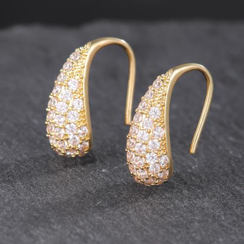 Boucles d'oreilles en laiton zircon cubique pavent, larme, Placage, bijoux de mode & pavé de micro zircon & pour femme, doré, Vendu par paire