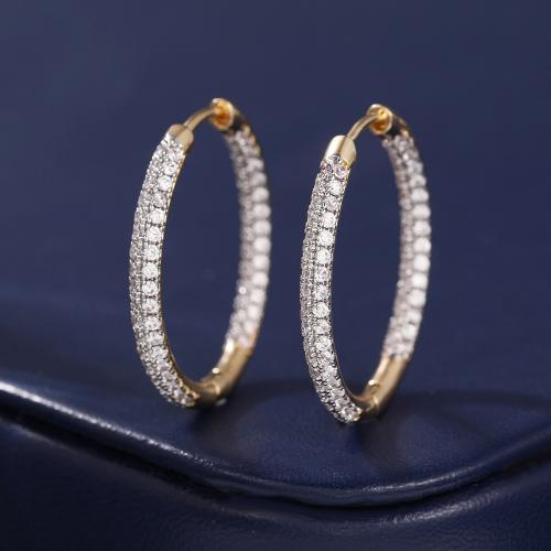 Cubic Zirconia Micro Pave Brass Earring, fashion jewelry & micro pave cubic zirconia & for woman, silver color, Sold By Pair