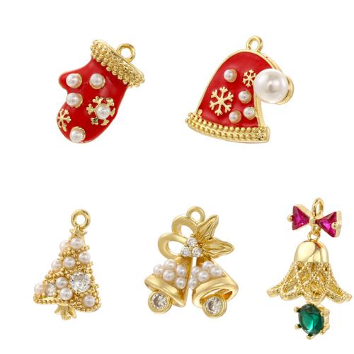 Brass Jewelry Pendants, with Plastic Pearl, plated, DIY & different styles for choice & micro pave cubic zirconia & enamel, more colors for choice, Sold By PC