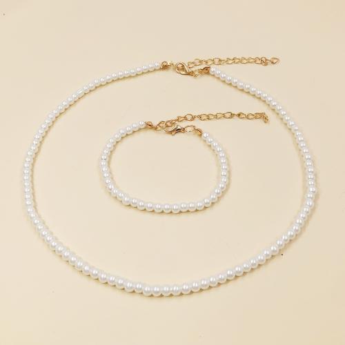 Tibetan Style Jewelry Sets, with Plastic Pearl, plated, different styles for choice & for woman, white, Sold By PC