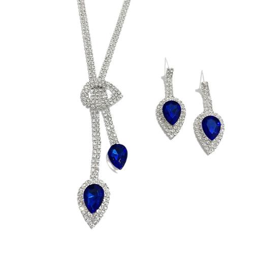 Parures de bijoux en alliage zinc, alliage de zinc, Placage, styles différents pour le choix & pour femme & avec strass, plus de couleurs à choisir, Necklace 50*9cm Earrings 4.5cm bracelet 18cm, Vendu par PC