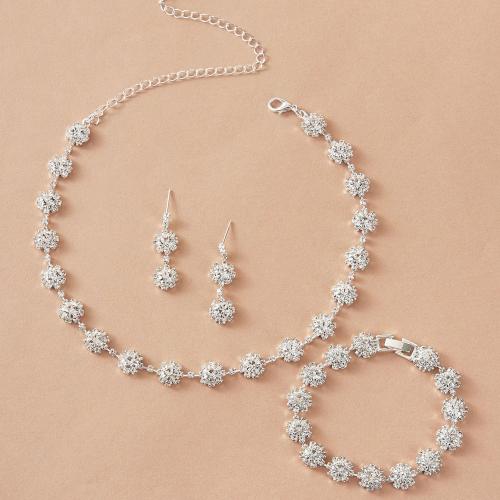 Tibetan Style Jewelry Sets, plated, different styles for choice & for woman & with rhinestone, silver color, Sold By PC