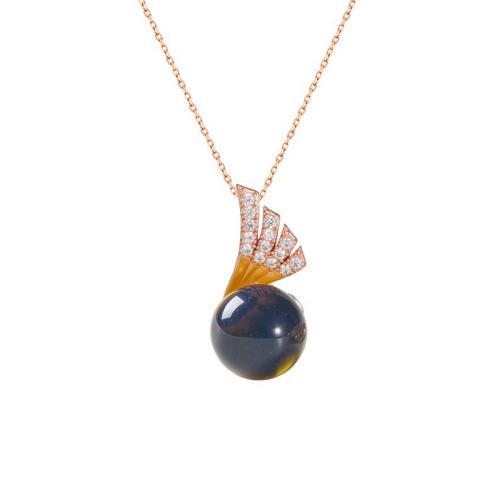 Cubic Zircon Micro Pave Brass Necklace, with Jade, micro pave cubic zirconia & for woman, rose gold color, Length:Approx 45 cm, Sold By PC