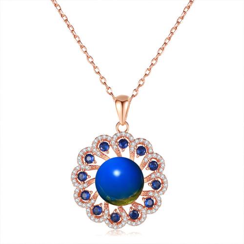 Collier en laiton cubique Zircon Micro Pave, pavé de micro zircon & pour femme, couleur or rose, Longueur:Environ 45 cm, Vendu par PC