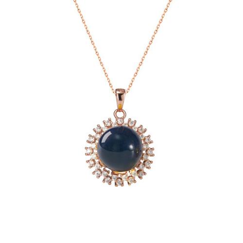 Cubic Zircon Micro Pave Brass Necklace, with Jade, micro pave cubic zirconia & for woman, rose gold color, Length:Approx 45 cm, Sold By PC