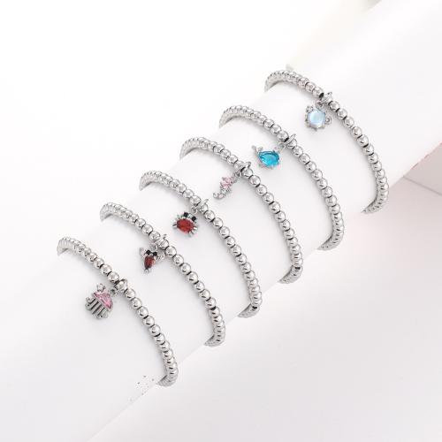 Pulsera de Acero Inoxidable, acero inoxidable 304, diferentes estilos para la opción & micro arcilla de zirconia cúbica & para mujer, más colores para la opción, Vendido por UD