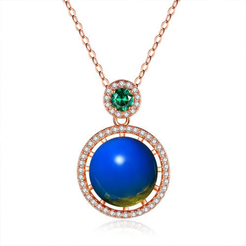 Cubic Zircon Micro Pave Brass Necklace, with Jade, micro pave cubic zirconia & for woman, rose gold color, Length:Approx 45 cm, Sold By PC