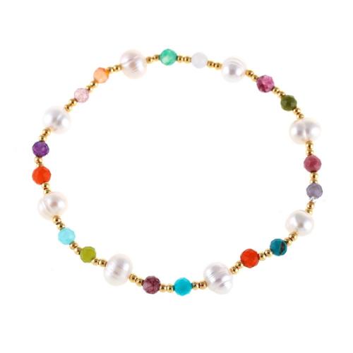 Pulseras de latón, metal, con Cristal & Perlas plásticas, hecho a mano, Joyería & para mujer, multicolor, longitud:aproximado 18 cm, Vendido por UD