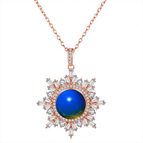 Cubic Zircon Micro Pave Brass Necklace, with Jade, micro pave cubic zirconia & for woman, rose gold color, Length:Approx 45 cm, Sold By PC