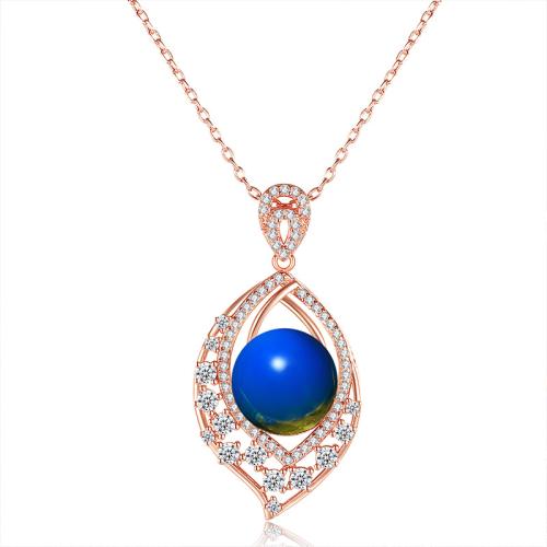 Collier en laiton cubique Zircon Micro Pave, pavé de micro zircon & pour femme, couleur or rose, Longueur:Environ 45 cm, Vendu par PC