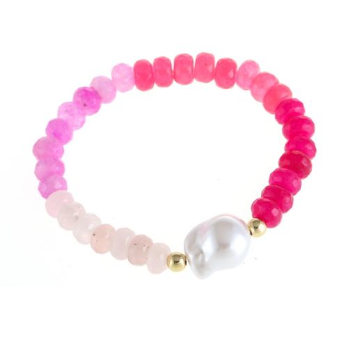 Plastic Bracelet, Plastic Pearl, with Crystal, handmade, elastic & for woman, more colors for choice, Length:Approx 18 cm, Sold By PC