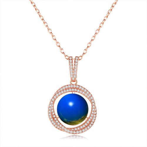 Collier en laiton cubique Zircon Micro Pave, pavé de micro zircon & pour femme, couleur or rose, Longueur:Environ 45 cm, Vendu par PC