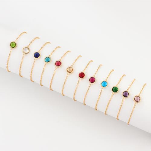 Brass Bracelet & Bangle, with Crystal, fashion jewelry & for woman, more colors for choice, Length:Approx 18 cm, Sold By PC