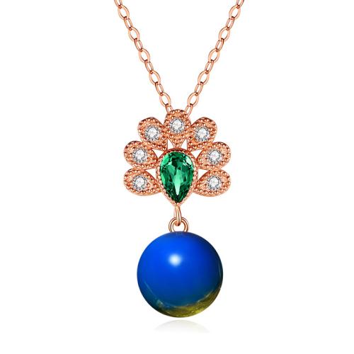 Cubic Zircon Micro Pave Brass Necklace, with Jade, micro pave cubic zirconia & for woman, rose gold color, Length:Approx 45 cm, Sold By PC