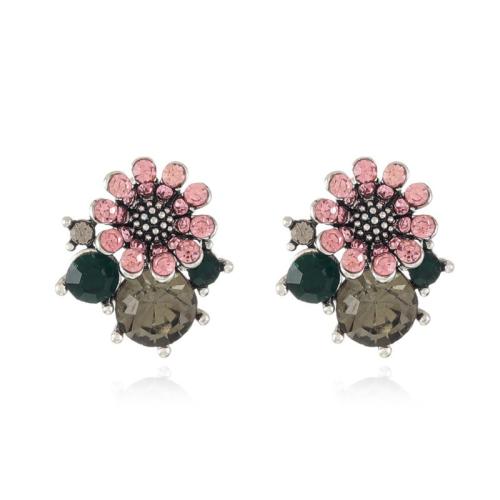 Tibetan Style Stud Earring, micro pave cubic zirconia & for woman, more colors for choice, 18x15mm, Sold By Pair