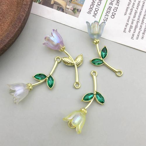 Tibetan Style Rhinestone Pendants, Flower, plated, DIY & with rhinestone, more colors for choice, 12x34mm, 100PCs/Bag, Sold By Bag