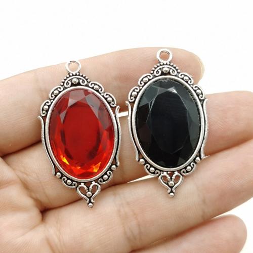 Tibetan Style Rhinestone Pendants, plated, DIY & with rhinestone, more colors for choice, 43x24mm, 100PCs/Bag, Sold By Bag