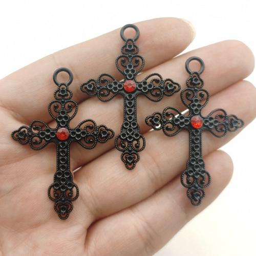 Tibetan Style Rhinestone Pendants, Cross, plated, DIY & with rhinestone, more colors for choice, 50x34mm, 100PCs/Bag, Sold By Bag