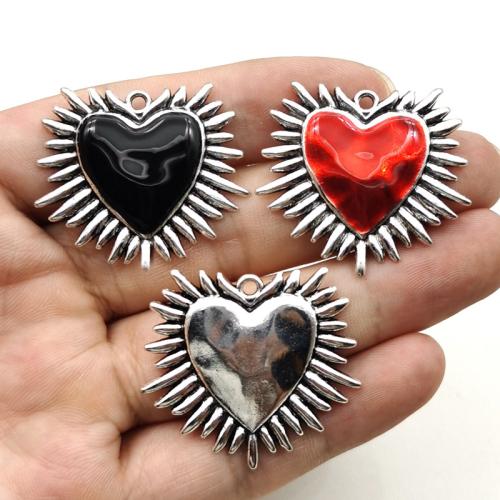 Tibetan Style Enamel Pendants, Heart, plated, DIY, more colors for choice, 33x37mm, 100PCs/Bag, Sold By Bag