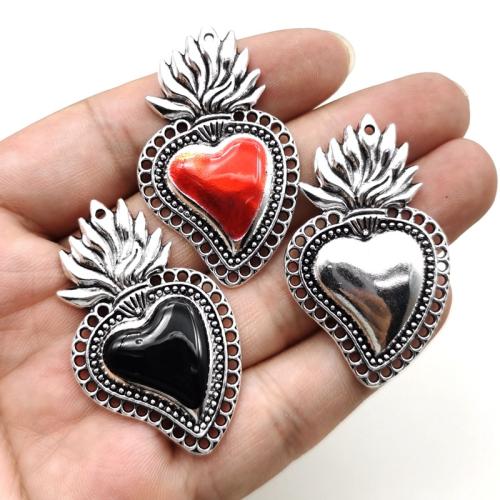 Tibetan Style Enamel Pendants, Heart, plated, DIY, more colors for choice, 48x29mm, 100PCs/Bag, Sold By Bag