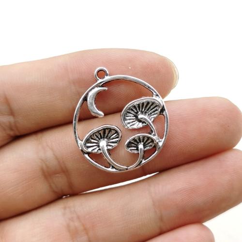 Pendentifs en alliage de zinc, Rond, Plaqué de couleur d'argent, DIY, 27x24mm, 100PC/sac, Vendu par sac