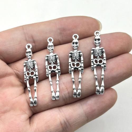 Tibetan Style Pendants, Skeleton, antique silver color plated, DIY, 39x9mm, 100PCs/Bag, Sold By Bag