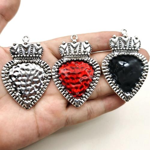 Tibetan Style Enamel Pendants, Heart, plated, DIY, more colors for choice, 64x43mm, 100PCs/Bag, Sold By Bag