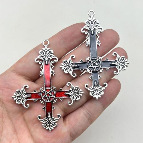 Tibetan Style Enamel Pendants, Cross, plated, DIY, more colors for choice, 71x56mm, 100PCs/Bag, Sold By Bag