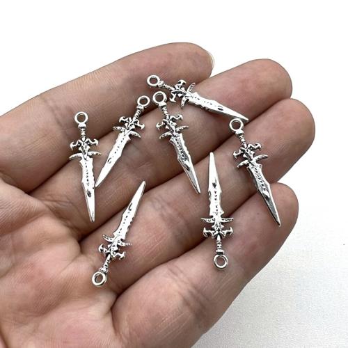 Tibetan Style Pendants, Dagger, antique silver color plated, DIY, 29x9mm, 100PCs/Bag, Sold By Bag