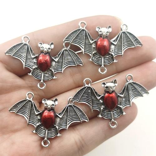 Animal Tibetan Style Connector, Bat, plated, DIY & 2/1 loop & enamel, 44x29mm, 100PCs/Bag, Sold By Bag