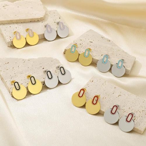 Stainless Steel Stud Earrings, 304 Stainless Steel, Vacuum Ion Plating, for woman, more colors for choice, Sold By Pair