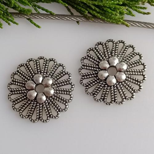 Pendentifs fleurs en alliage de zinc, Plaqué de couleur d'argent, DIY, protéger l'environnement, sans nickel, plomb et cadmium, 24x24mm, Environ 100PC/sac, Vendu par sac