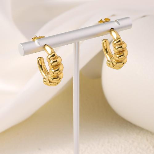 Titanium Steel  Earring, gold color plated, fashion jewelry, golden, 21x26mm, Sold By Pair