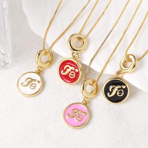 Brass Necklace, with 5cm extender chain, gold color plated, fashion jewelry & enamel, more colors for choice, nickel, lead & cadmium free, 28x14mm, Length:45 cm, Sold By PC