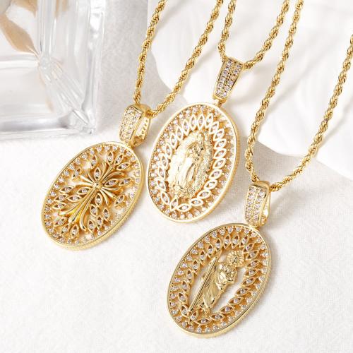 Cubic Zircon Micro Pave Brass Necklace, gold color plated, fashion jewelry & different designs for choice & micro pave cubic zirconia, golden, nickel, lead & cadmium free, Sold By PC